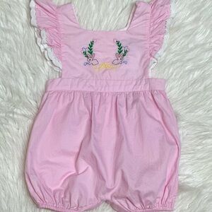 Pink Ruffled Easter Romper 6 months